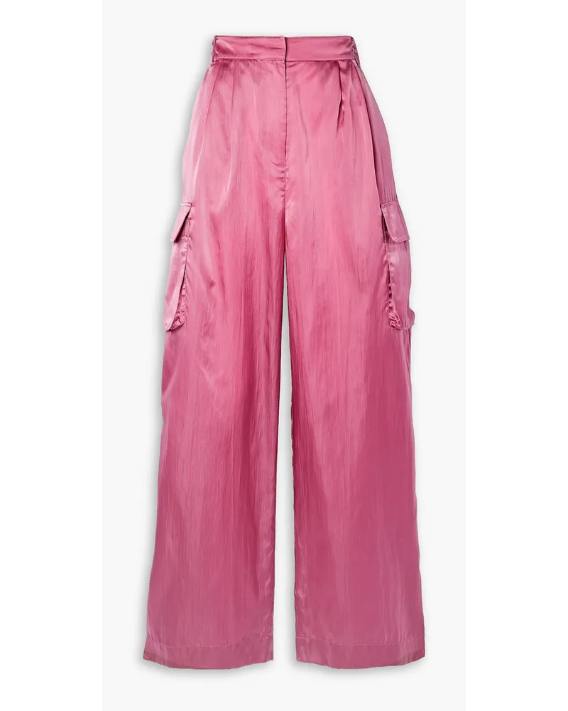 tibi Stella crinkled-satin wide-leg cargo pants - Pink Pink