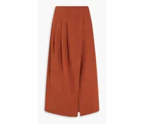 Wrap-effect pleated Tencel-blend™ midi skirt - Red