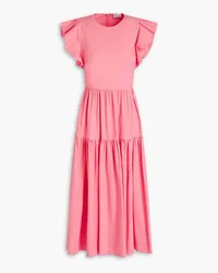 RED Valentino Ruffled tiered stretch-cotton poplin midi dress - Pink Pink