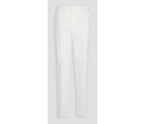 Cotton and silk-blend jacquard pants - White