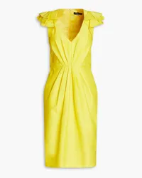 Andrew GN Gathered cotton and silk-blend ottoman dress - Yellow Yellow