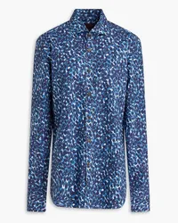 TOD'S Printed cotton-poplin shirt - Blue Blue