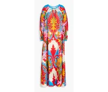 Paisley-print cotton and silk-blend maxi dress - Red