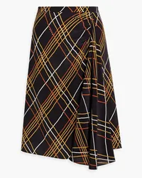 Marni Draped checked silk crepe de chine skirt - Black Black