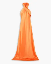 GALVAN Pandora satin halterneck gown - Orange Orange