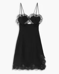 Alessandra Rich Scalloped lace-trimmed silk mini dress - Black Black