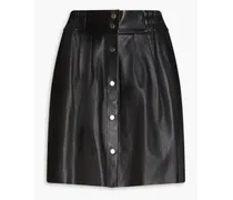 Pleated leather mini skirt - Black