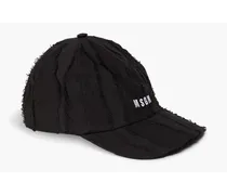 Frayed embroidered cotton baseball cap - Black