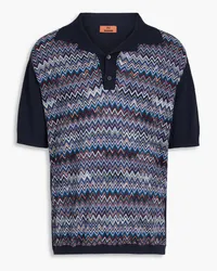 Missoni Crochet-knit cotton-blend polo shirt - Blue Blue