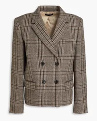 Theory Double-breasted Prince of Wales checked wool-blend tweed blazer - Neutral Neutral