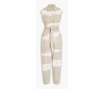 Tie-dyed stretch-cotton twill jumpsuit - Neutral