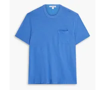 Cotton and linen-blend jersey T-shirt - Blue
