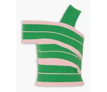 Sasha striped ribbed-knit top - Green