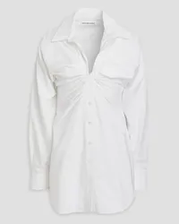 Alexander Wang Ruched cotton-poplin mini shirt dress - White White