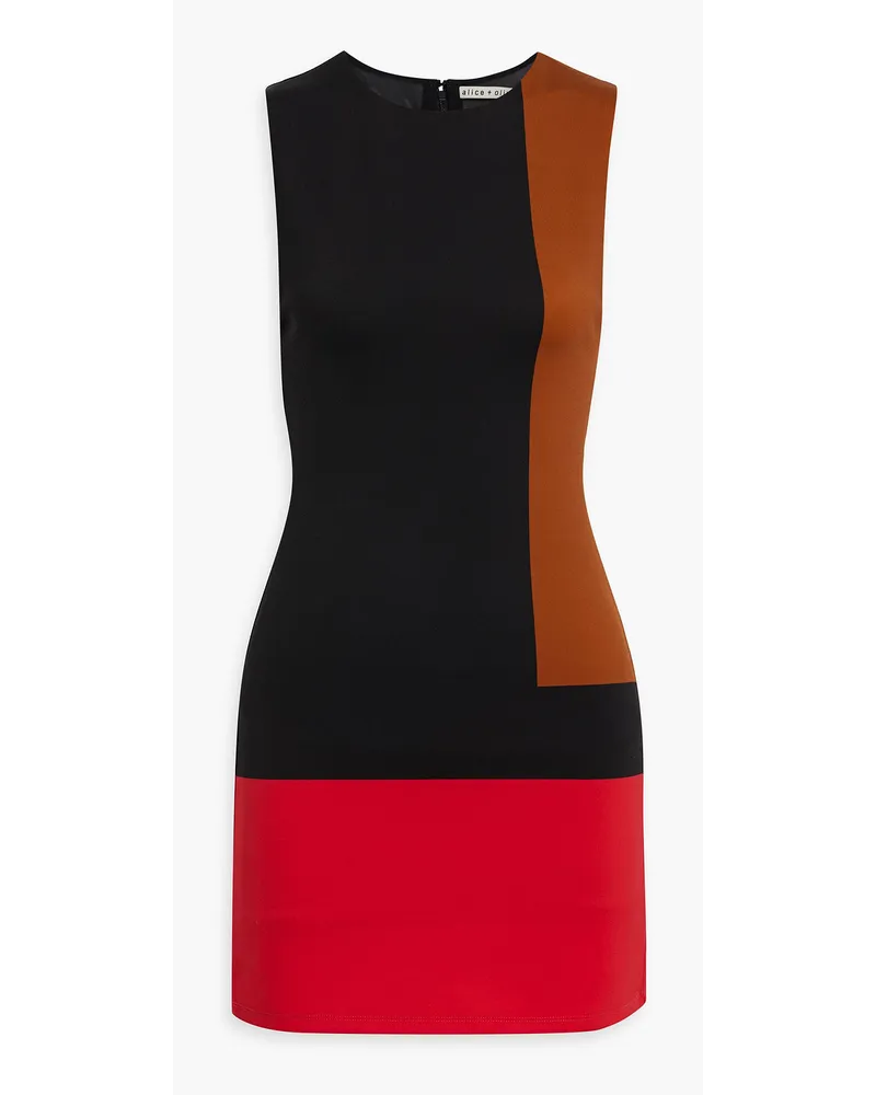 Alice + Olivia Alice Olivia - Wynell color-block cady mini dress - Black Black