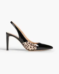 Giuseppe Zanotti Calf hair and patent-leather slingback pumps - Black Black