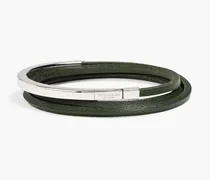 Sterling silver and leather bracelet - Green