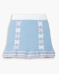 LoveShackFancy Hathaway intarsia cotton-blend mini skirt - Blue Blue