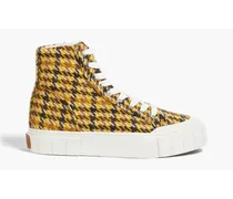 Juice houndstooth tweed platform high-top sneakers - Yellow