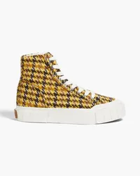 Good News Juice houndstooth tweed platform high-top sneakers - Yellow Yellow