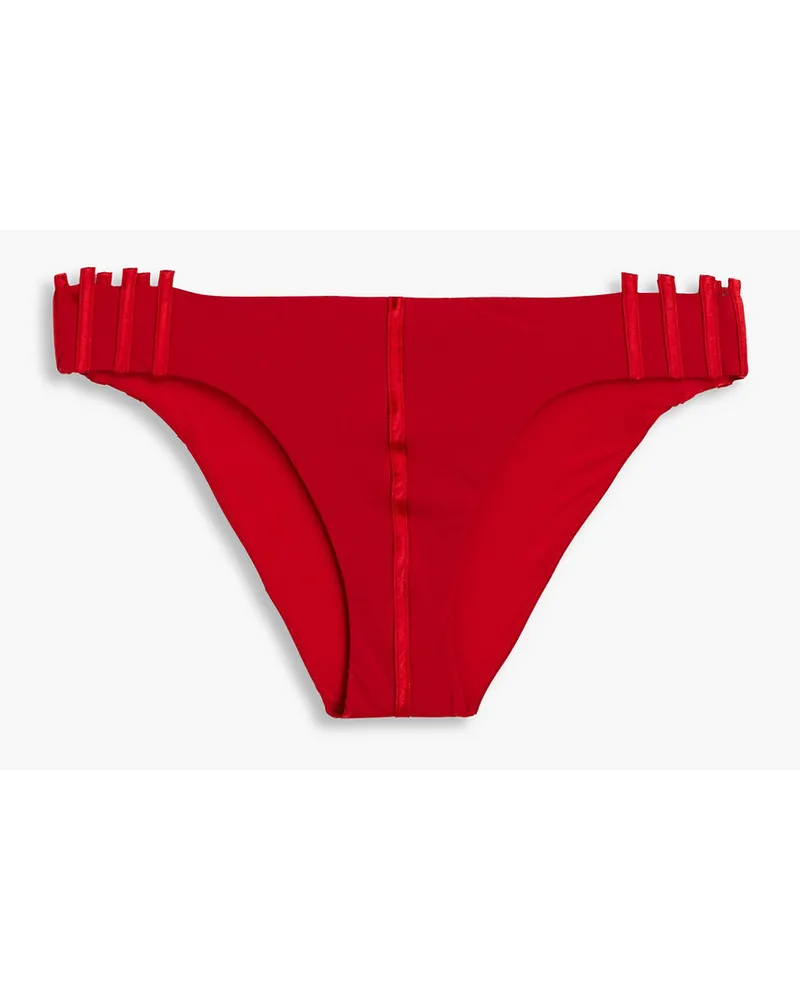 La Perla Satin-trimmed low-rise bikini briefs - Red Red