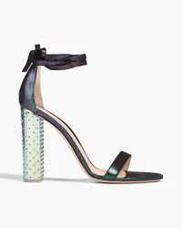 Gianvito Rossi Embellished iridescent leather sandals - Black Black