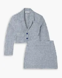 Reformation Elton gingham linen cropped blazer and mini skirt set - Blue Blue