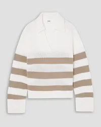 ALLUDE Striped wool and cashmere-blend sweater - White White