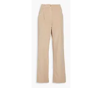 Pleated cotton-corduroy straight-leg pants - Neutral