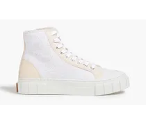 Juice faux leather and canvas high-top sneakers - White