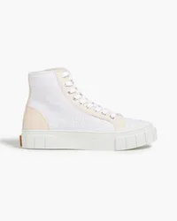 Good News Juice faux leather and canvas high-top sneakers - White White