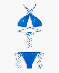 ATTICO Tie-detailed metallic bikini - Blue Blue