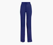 Silk-crepon straight-leg pants - Blue