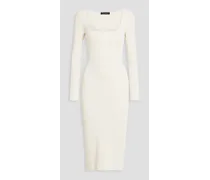 Asher ribbed-knit midi dress - White