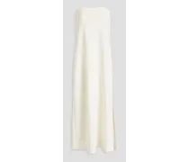 Strapless crepe midi dress - White