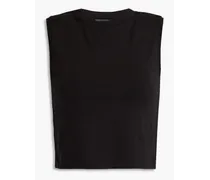 Cropped stretch Pima cotton-jersey tank - Black