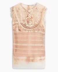 RED Valentino Crocheted lace-paneled point d'esprit top - Pink Pink