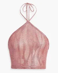 Missoni Cropped metallic crochet-knit halterneck top - Pink Pink