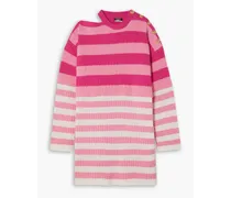 Barbie cutout striped wool-blend mini dress - Pink