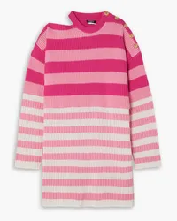 Balmain Barbie cutout striped wool-blend mini dress - Pink Pink