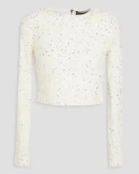 Alice + Olivia Alice Olivia - Delaina cropped embellished tulle top - White White