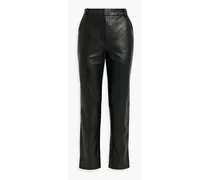 Lola leather straight-leg pants - Black