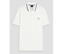 Embroidered cotton-blend piqué polo shirt - White