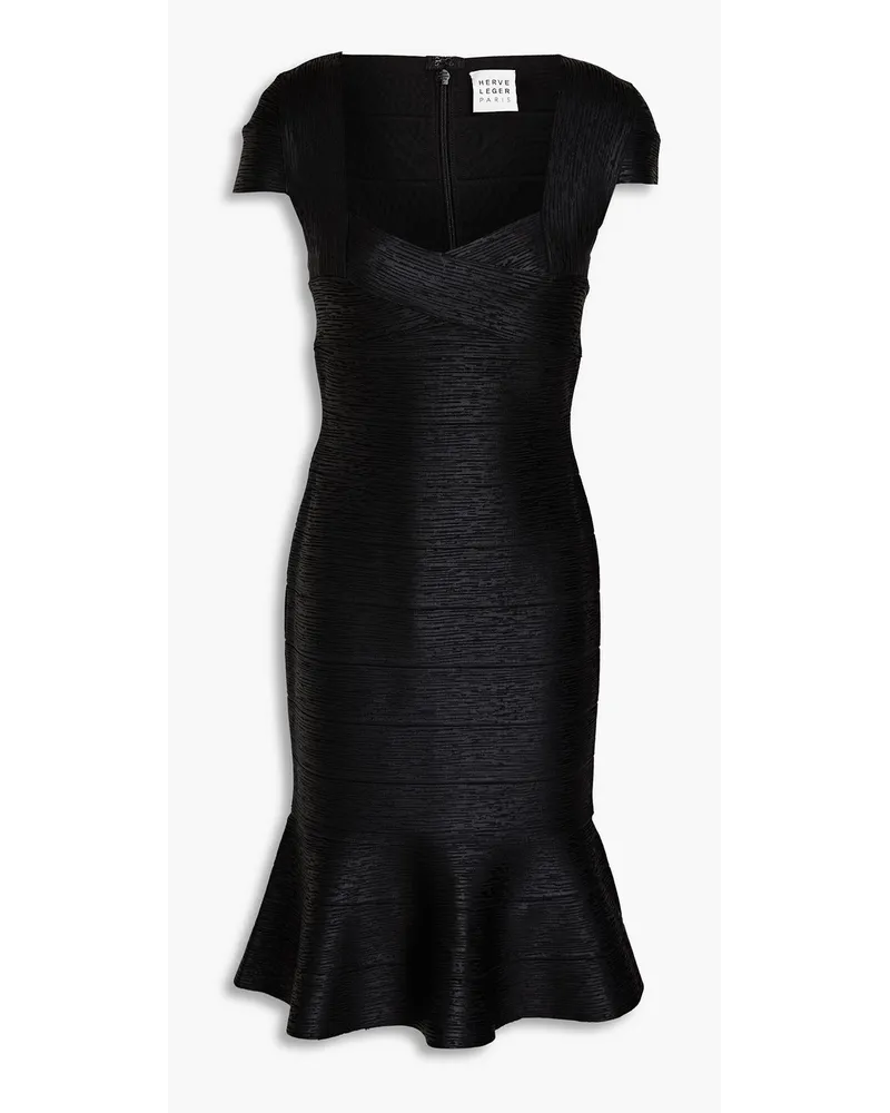 Hervé Léger Fluted coated bandage dress - Black Black