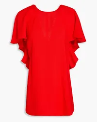 Victoria Beckham Ruffled crepe top - Red Red