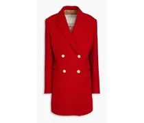 Jade double-breasted wool-canvas coat - Red