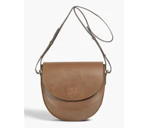 Midi leather shoulder bag - Brown