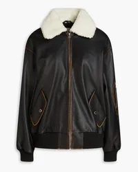 Sandro Distressed leather bomber jacket - Black Black