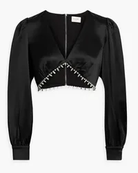 CAMI NYC Abel cropped crystal-embellished satin top - Black Black