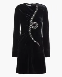 Valentino Garavani Embellished gathered velvet mini dress - Black Black